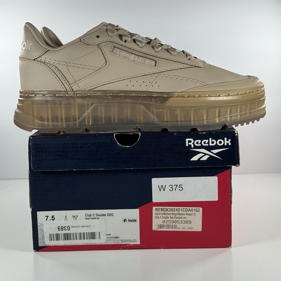 REEBOK Club C Double Geo Flooded Ice Modern Beige Shoes SGZ6418 Women's Size 7.5 - Picture 10 of 10